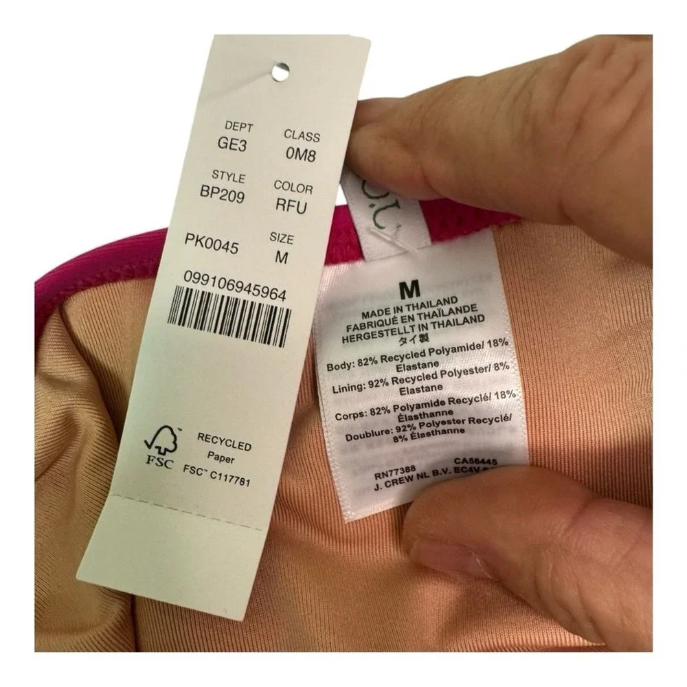 J. Crew Womens Bikini Swim Bottom Pink Recycled Low Rise Moderate Size M BP209